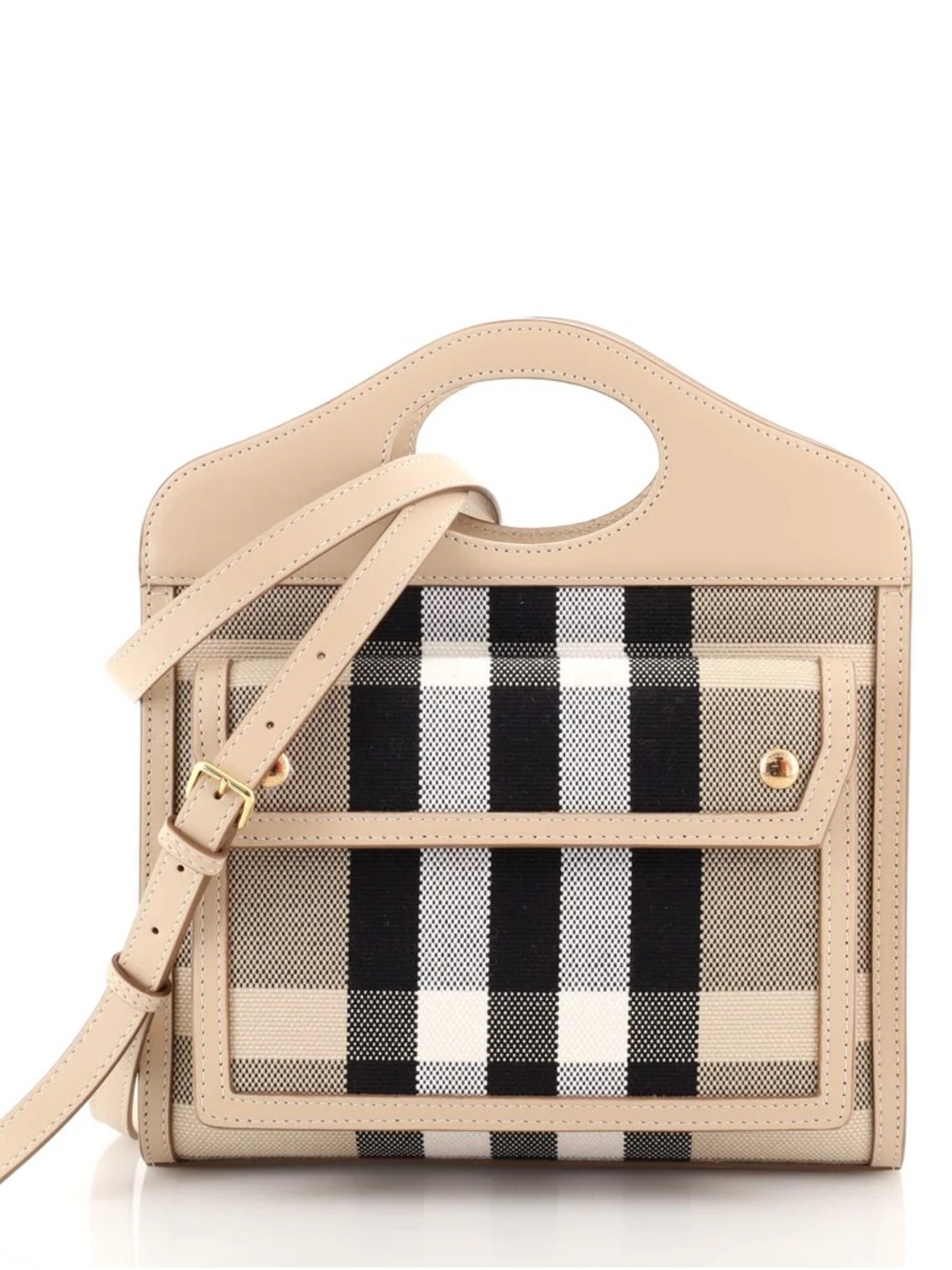 Burberry Pocket Mini Tote Shoulder Bag in Check Canvas